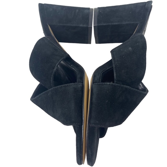 White House Black Market Women's Reese Black Suede Heeled Sandals Heels Sz 7.5M - Picture 3 of 12